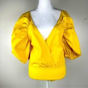 SHEIN Women’s Yellow Puff Sleeve Bodysuit Size XS